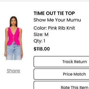 Show Me Your MuMu Pink Ribbed Tie Crop Top